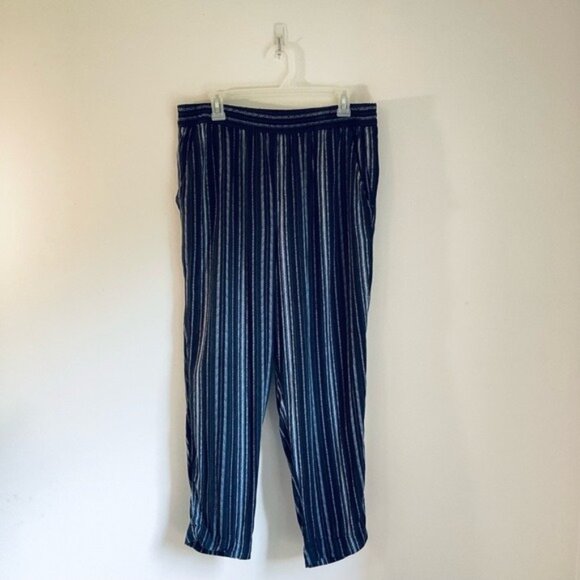 Jessica Simpson Women's Striped Black & White Elastic Waist Easy Pants Size L - Picture 1 of 9